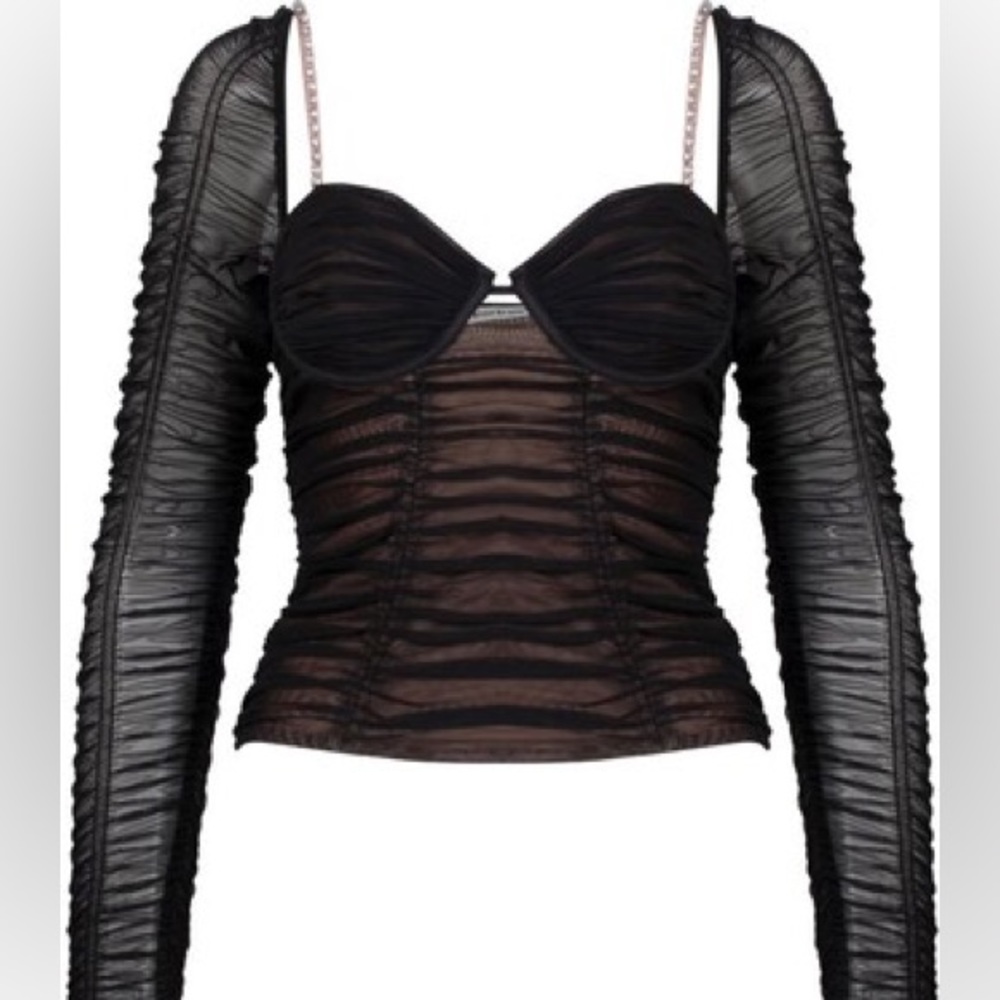 NWT Self Portrait Rhinestone Mesh Top - Picture 6 of 6